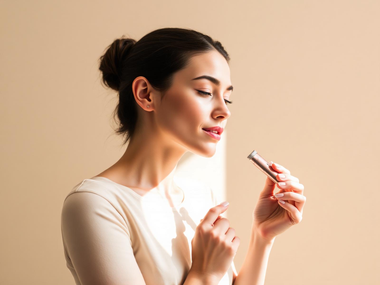 Woman using a Norvexia facial trimmer
